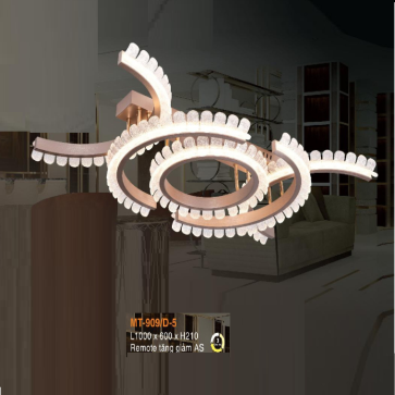V - MT - 909/D-5: Đèn áp trần LED 5 cánh -KT:  L1000mm x W600mm x H210mm - Đèn LED đổi 3 màu - Remote tăng giảm ánh sáng