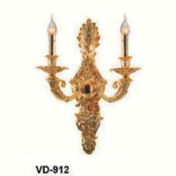 E - VD - 912: Đèn gắn tường đồng xi vàng đôi - KT: L360mm x H500mm - Đèn E14 x 2 bóng