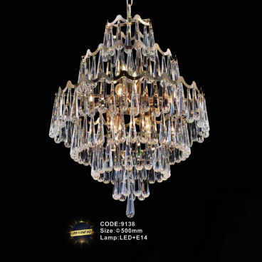 CODE: 9138: Đèn thả Phale- KT: Ø500mm - Đèn LED  đổi 3 màu + Bóng đèn E14