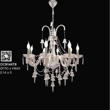 35 - DC9146T8: Đèn chùm nến 8 tay - KT: Ø750mm x H600mm - Bóng đèn nến E14 x 8 bóng