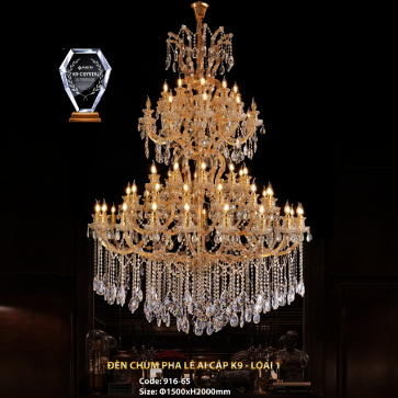 CODE: 916-65: Đèn chùm Phale nến 65 bóng - KT: Ø1500mm x H2000mm - Bóng đèn chân E14 x 65 bóng