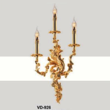 E - VD - 926: Đèn gắn tường đồng 3 bóng - KT: L360mm x H580mm - Bóng đèn nến E14 x 3 bóng