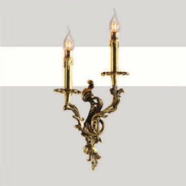 E - VD - 927: Đèn gắn tường đồng đôi - KT: L220mm x H400mm - Bóng đèn nến E14 x 2 bóng