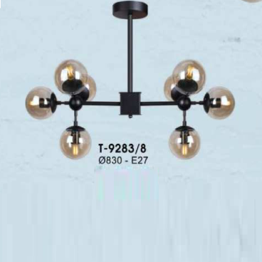 T-9283/8:  Đèn chùm thả Cafe 8 bóng - KT: Ø830mm x H270mm - Bóng đèn E27 x 8 bóng