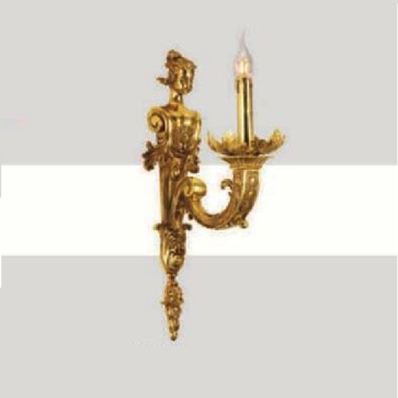 E - VD - 929: Đèn gắn tường đồng 1 bóng - KT: L125mm x W210mm x H530mm - Bóng đèn nến E14 x 1 bóng