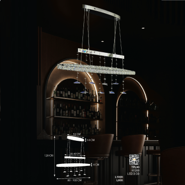 TPL93: Đèn thả Phale gắn ngang - KT: L1000mm x H1200mm - Đèn LED đổi 3 màu