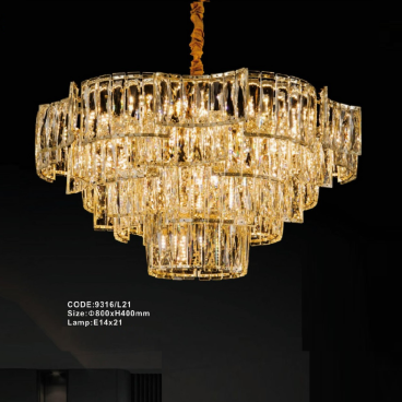 CODE: 9316/L21: Đèn thả Phale - KT: Ø800mm x H400mm - Bóng đèn E14 x 21 bóng