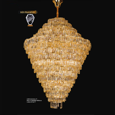 CODE: 9316/L77: Đèn thả Phale K9 - KT: Ø1500mm x H1950mm - Đèn E14 x 77 bóng
