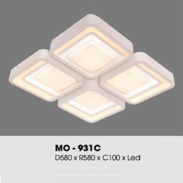 MO - 931C: Đèn áp trần vuông LED - KT: L580mm x W580mm x H100mm - Đèn LED