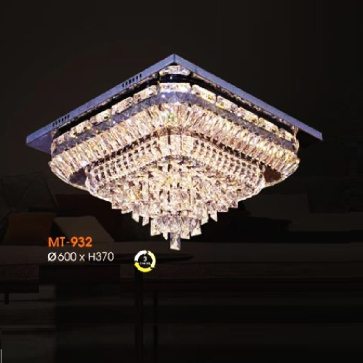 VE - MT - 932: Đèn áp trần vuông LED - KT: L600mm x W600mm x H370mm - Đèn LED đổi 3 màu