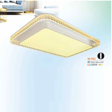 NC 932: Đèn áp trần LED chữ nhật - KT: L1100mm x W750mm x H70mm - Đèn LED 300W ánh sáng đổi 3 màu