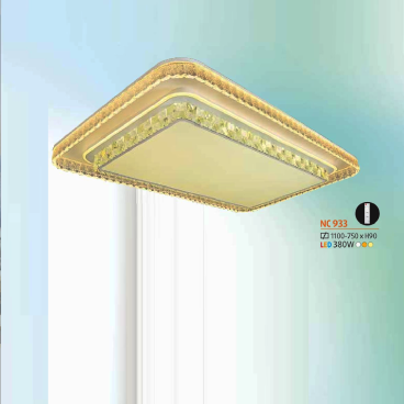 NC 933: Đèn áp trần LED chữ nhật - KT: L1100mm x W750mm x H90mm - Đèn LED 380W ánh sáng đổi 3 màu