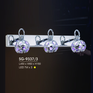 HF - SG - 9337: Đèn rọi tranh/rọi gương 3 bóng - KT: L450mm x W60mm x H150mm - Đèn LED 7W x 3 ánh sáng vàng