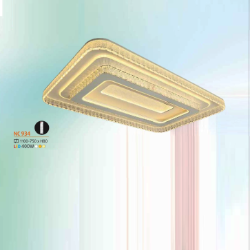 NC 934: Đèn áp trần LED chữ nhật - KT: L1100mm x W750mm x H80mm - Đèn LED 400W ánh sáng đổi 3 màu