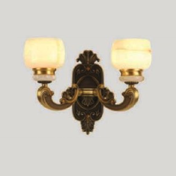 E - VD - 936: Đèn gắn tường đồng, chao đá 2 bóng - KT: L400mm x W250mm x H300mm - Bóng đèn E27 x 2 bóng