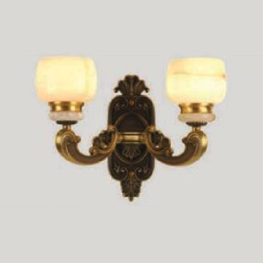 E - VD - 936: Đèn gắn tường đồng, chao đá 2 bóng - KT: L400mm x W250mm x H300mm - Bóng đèn E27 x 2 bóng