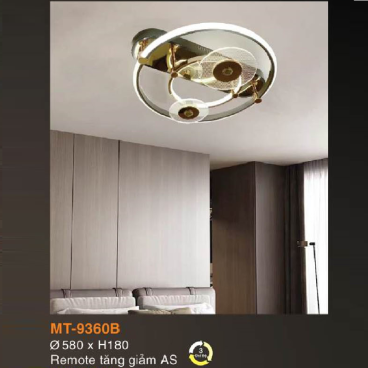MT - 9306B: Đèn áp trần LED Mica  - KT: Ø580mm x H180mm - Đèn LED đổi 3 màu + Remote