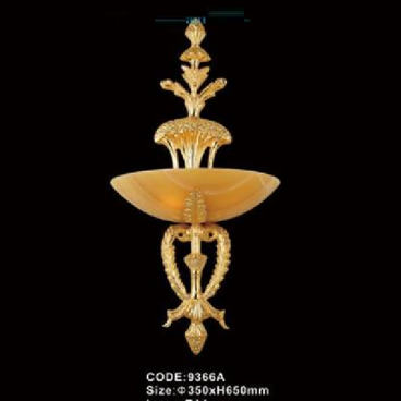 CODE: 9366A: Đèn vách đồng, chao đá - KT: Ø350mm x H650mm - Đèn chân E14 x 1 bóng