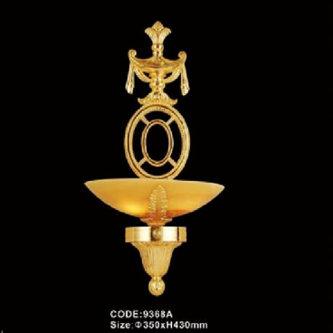 CODE: 9368A:  Đèn vách đồng chao đá - KT: Ø350mm x H430mm - Đèn E14 x 1 bóng