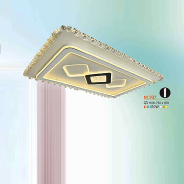 NC 937: Đèn áp trần LED chữ nhật - KT: L1100mm x W750mm x H70mm - Đèn LED 410W ánh sáng đổi 3 màu