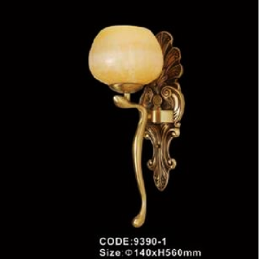 CODE: 9390 - 1: Đèn vách đồng chao đá - 140mm x H560mm - Đèn chân E14 x 1 bóng