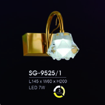 HF - SG - 9525/1: Đèn rọi gương/tranh - KT: L145mm x W60mm x H200mm - Đèn LED 7W ánh sáng đổi 3 màu