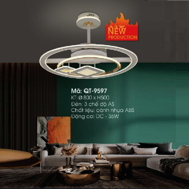 QT-9597: Quạt trần đèn LED