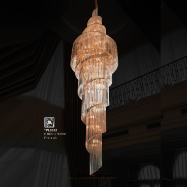 3 - TPL9662: Đèn thả Phale - KT: Ø1000mm x H3000mm - Bóng đèn E14 x 48 bóng