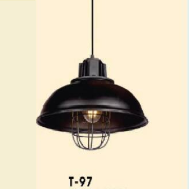VE - T - 97: Đèn thả đơn, chao đen - KT: Ø300mm  x H300mm- Bóng đèn E27 x 1