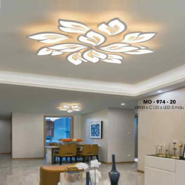 MO - 974-20:  Đèn áp trần LED 20 cánh - KT:  Ø800mm x H120mm - Đèn LED đổi 3 màu