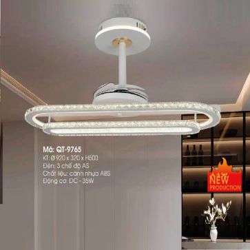 QT- 9765: Quạt trần đèn LED - KT: Ø920mm x W320mm x H500mm - Đèn LED 3 chế độ ánh sáng