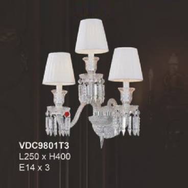 35 - VDC9801T3:  Đèn gắn tường 3 bóng  - KT:  W250mm x H400mm - Bóng đèn  chân E14 x 3 bóng