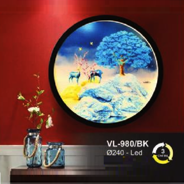 AN - VL  - 980/BK: Đèn gắn tường LED - KT: Ø240mm  - Đèn LED đổi 3 màu