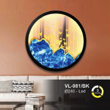 AN - VL  - 981/BK: Đèn gắn tường LED - KT: Ø240mm  - Đèn LED đổi 3 màu