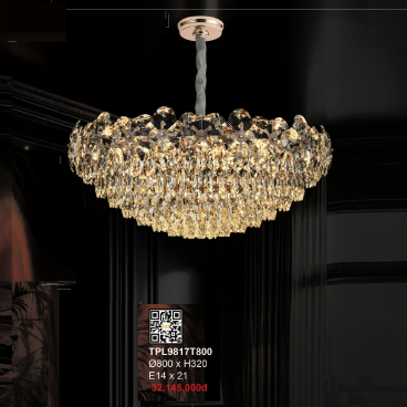 3 - TPL9817T800: Đèn thả Phale - KT: Ø800mm x H320mm - Bóng đèn E14 x 21 bóng