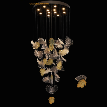 3 - THD9911: Đèn thả thông tầng lá phale - KT: Ø800mm x H2500mm - Bóng đèn LED GU10 x12 bóng