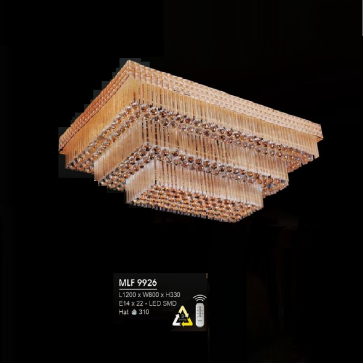 MLF 9926: Đèn mâm LED Phale chữ nhật - KT: L1200mm x W800mm x H330mm - Đèn LED SMD đổi 3 màu + Đèn chân E14 x 22 bóng - Remote