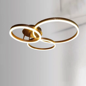 OT1099T3 nâu - Đèn áp trần hình 3 vòng LED, thân màu nâu - KT: L730mm x W560mm - Đèn LED đổi 3 màu - Remote