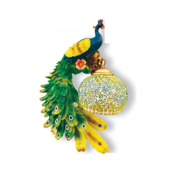 HF - V 9172/A: Đèn gắn tường 1 bóng, hình chim công  - KT: L370mm x H500mm - Đèn chân E27 x 1 bóng