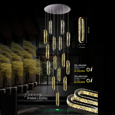 A - TPL - 2003/1000: Đèn thả 21 vòng LED Phale - KT: Ø1000mm x H3500mm - Đèn LED đổi 3 màu