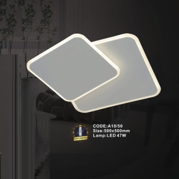 CODE: A18/50: Đèn áp trần vuông LED - KT: L500mm x W500mm - Đèn LED 47W ánh sáng đổi 3 màu
