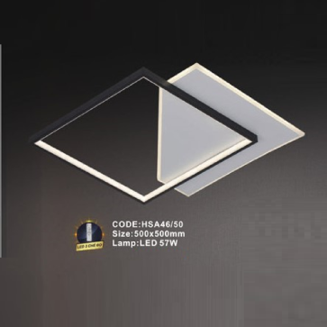 CODE: HSA46/50: Đèn áp trần vuông LED - KT: L500mm x W500mm - Đèn LED 57W ánh sáng đổi 3 màu