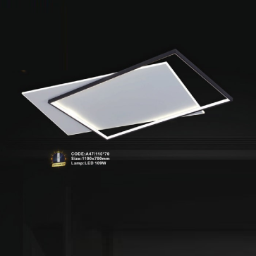 CODE: A47/110*70: Đèn áp trần chữ nhật LED - KT: L1100mm x W700mm - Đèn LED 109W ánh sáng đổi 3 màu