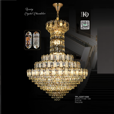 A - TPL - 6297/1000: Đèn thả Phale K9 - KT: Ø1000mm x H1500mm - Đèn E14 x 49 bóng