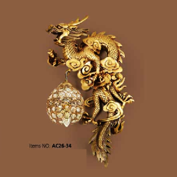 AC 26 - 34: Đèn áp tường 1 bóng hình rồng B - KT: Ø300mm x H500mm - Đèn chân E27 x 1 bóng