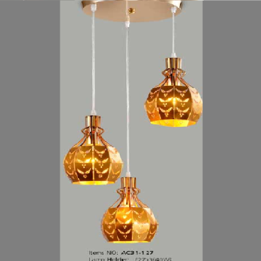 AC31 - 127: Đèn thả 3 - KT: Ø300mm x H1000mm - Bóng đèn E27 x 3