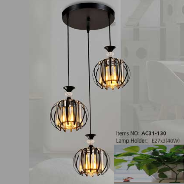 AC31 - 130: Đèn thả 3 - KT: Ø300mm x H1000mm - Bóng đèn E27 x 3
