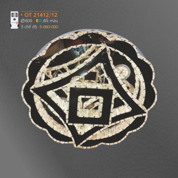 AD - OT 21412/12: Đèn áp trần LED - KT: Ø600mm - Đèn LED đổi 3 màu - Remote