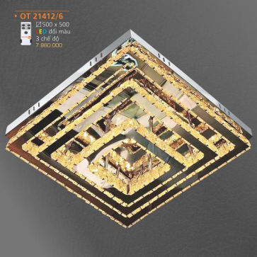 AD - OT 21412/6: Đèn áp trần LED - KT: 500mm x 500mm - Đèn LED đổi 3 màu - Remote