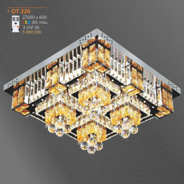 AD - OT 220:  Đèn áp trần LED - KT: 600mm x 600mm - Đèn LED đổi 3 màu - Remote